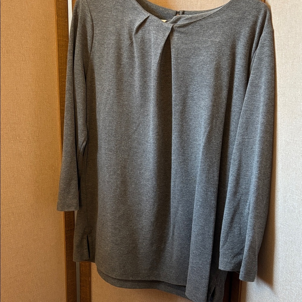 Lands' End Charcoal Long Sleeve Women's Top Medium